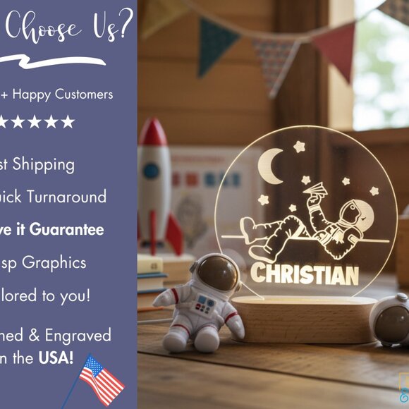 Astronaut Custom Name Light • Personalized LED Cloud Decor • Boy/Son Gift - Picture 4 of 8